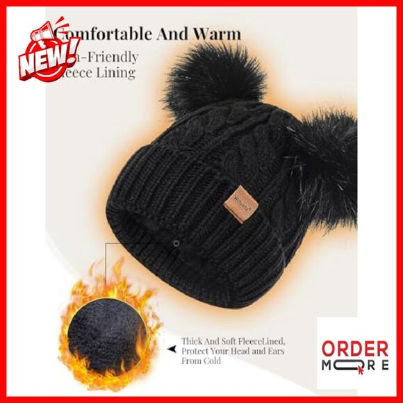 Fleece Lined Beanie Scarf Gloves Set Touchscreen Winter Accessories - Picture 6 of 8